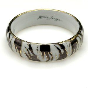 Vintage Millie Savage Porcelain CLOISONNÉ Enameled Bangle Bracelet 7.5" Rare